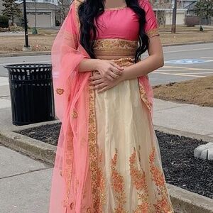 Pink and Gold Lehenga / Indian Dress